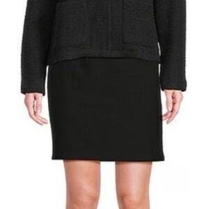 Eileen Fisher Crepe Knit Black Pencil Skirt Size Large
